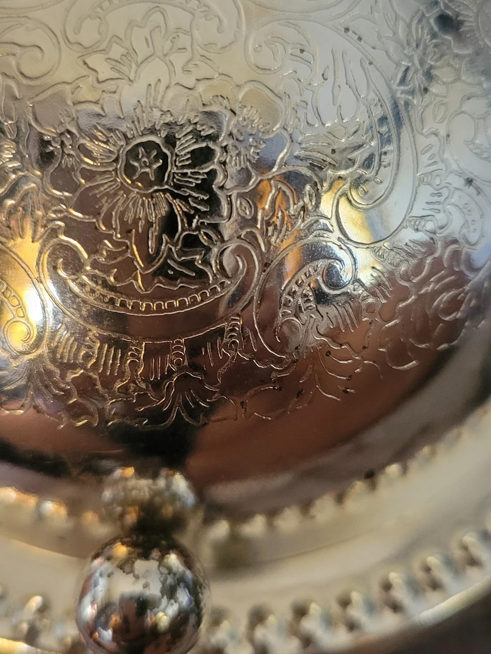 Silver Plated Dome Butter Warmer with Ornate Etching